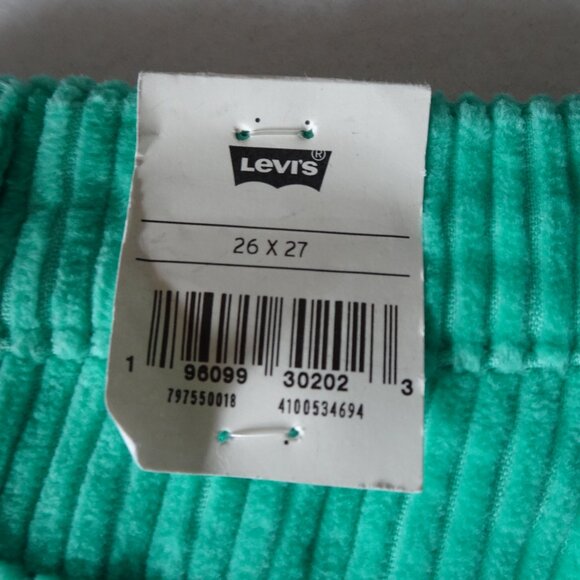 Levi's Ribcage Straight Ankle Pants Size 26x27 Green Corduroy Cotton High Rise - Picture 8 of 12